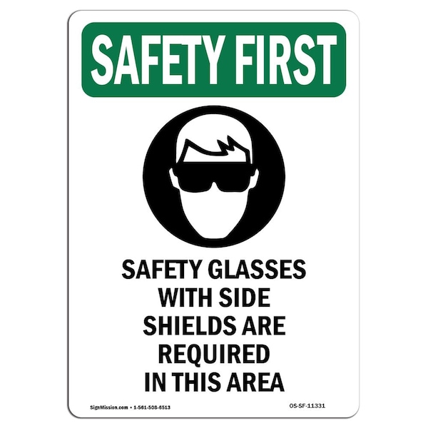 OSHA Sign, Glasses W/, 5in X 3.5in, 10PK, 3.5" W, 5" H, Portrait, PK10, OS-SF-D-35-V-11331-10PK